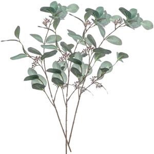 Kunstbloem Eucalyptus tak - 3x - 73 cm - groen - losse steel - Kunst zijdebloemen