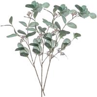 Kunstbloem Eucalyptus tak - 3x - 73 cm - groen - losse steel - Kunst zijdebloemen - thumbnail