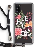 Hello in flowers: Samsung Galaxy A41 Transparant Hoesje met koord