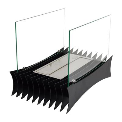 Haard met richeltjes en veiligheidsglas