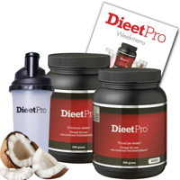 2 potten DieetPro Kokos plus Gratis Shaker