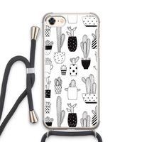 Cactusmotief: iPhone 8 Transparant Hoesje met koord