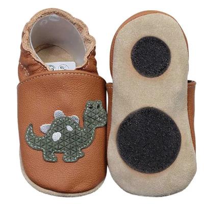 Hobea babyslofjes extra antislip Dino braun-20-21