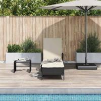 Ligstoel Zwart en Cream Wit 55 x 200 x 92 cm poly rattan