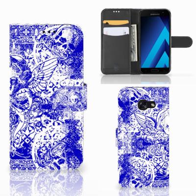 Telefoonhoesje met Naam Samsung Galaxy A5 2017 Angel Skull Blauw