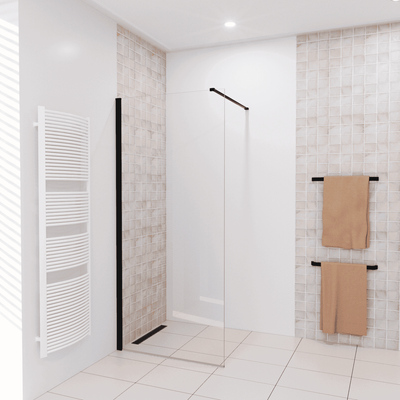 Douchewand SaniClear Redro | 90x200 cm | Helder glas | Mat zwart beslag