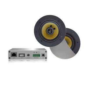 Wifi-Audio Versterker Aquasound Airplay + DLNA 30W Inclusief Speakerset Aquasound Rumba 116 mm Mat Chroom Aquasound