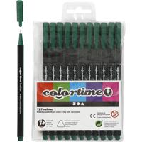 Colortime fineliners, lijndikte 0,6-0,7 mm, donkergroen, 12 stuk/ 1 doos