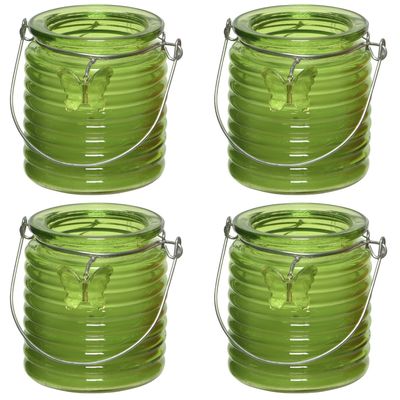 Citronella kaars - 10x - in windlicht - groen - 20 branduren - citrusgeur