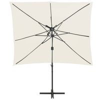 The Living Store Parasol Zandkleurig 250x250x253 cm - UV-beschermend polyester - Stevige kruisvoet - Kantelbaar en 360 - thumbnail