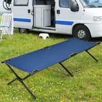 Veldbed Campingbed Metalen Frame Opvouwbaar Militair Klapbed Eenpersoonsbed Ligbed voor Kamperen Reizen (Blauw) - thumbnail