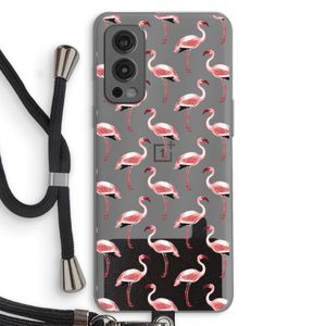 Flamingoprint groen: OnePlus Nord 2 5G Transparant Hoesje met koord