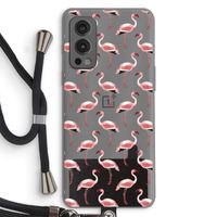 Flamingoprint groen: OnePlus Nord 2 5G Transparant Hoesje met koord