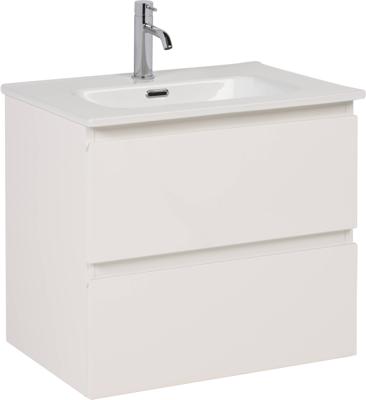 Saqu Arvid voorgemonteerd badmeubel met aluminium greeplijst incl. keramische wastafel 61x46,5cm glans wit Saqu Arvid voorgemonteerd badmeubel met aluminium greeplijst incl. keramische wastafel 61x46,5cm glans wit