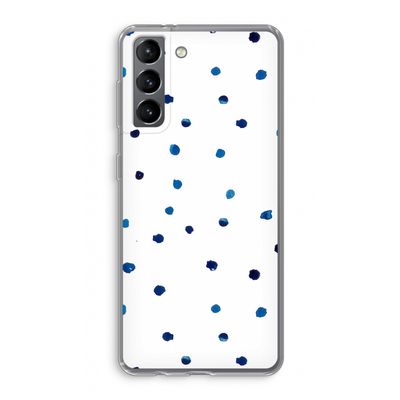 Blauwe stippen: Samsung Galaxy S21 Transparant Hoesje