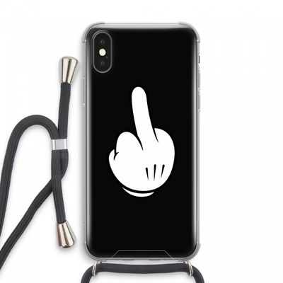 Middle finger black: iPhone XS Max Transparant Hoesje met koord