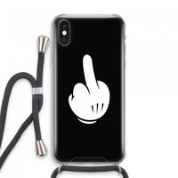 Middle finger black: iPhone XS Max Transparant Hoesje met koord