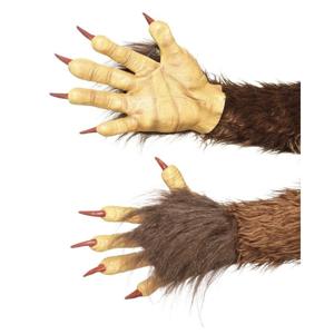 Weerwolf handschoenen bruin met nepbont voor volwassenen - Verkleed accessoires Halloween