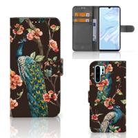 Huawei P30 Pro | Telefoonhoesje | Met pasjeshouder | Pauw met Bloemen