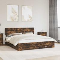 Bedframe met hoofdeinde Gerookt eiken 200 x 200 cm Bewerkt hout