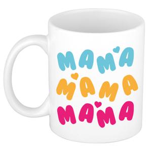 Cadeau koffie/thee mok voor mama - multi - hartjes/liefde - keramiek - Moederdag