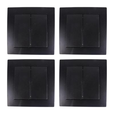 Inbouw wisselschakelaar dubbel - 4x - zwart - 250V 10A - WCD Inbouw wisselschakelaar dubbel - 4x - zwart - 250V 10A - WCD