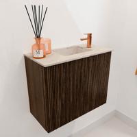 Toiletmeubel Mondiaz Joya Dlux | 50 cm | Meubelkleur Walnut | Faye wastafel Frappe Wasbak Rechts | 1 kraangat
