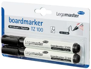 Viltstift Legamaster TZ100 whiteboard rond zwart 1.5-3mm 2st