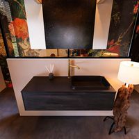 Badkamermeubelset Mondiaz Erin 120 cm met 1 Lade met RIDGE Wastafel Rechts Urban met 1 kraangat Greeploos Mat Dark Brown Badkamermeubelset Mondiaz Erin 120 cm met 1 Lade met RIDGE Wastafel Rechts Urban met 1 kraangat Greeploos Mat Dark Brown