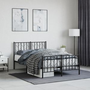 Bedframe met hoofd- en voeteneinde metaal zwart 120x190 cm