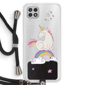 Regenboog eenhoorn: Samsung Galaxy A22 4G Transparant Hoesje met koord