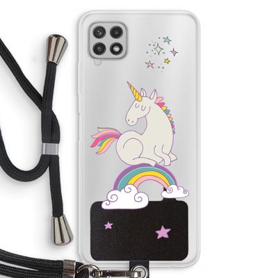 Regenboog eenhoorn: Samsung Galaxy A22 4G Transparant Hoesje met koord
