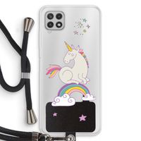 Regenboog eenhoorn: Samsung Galaxy A22 4G Transparant Hoesje met koord Regenboog eenhoorn: Samsung Galaxy A22 4G Transparant Hoesje met koord