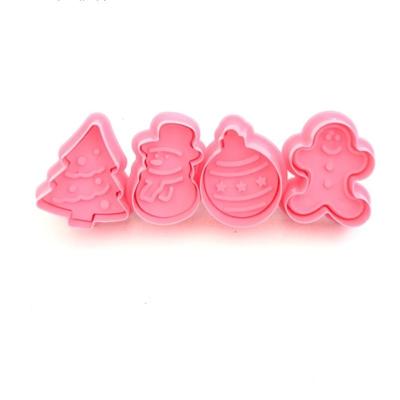 8 stuks fondant cake tool Christmas cookie Spring stamper (roze)