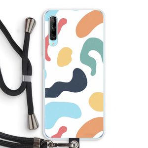 Memphis Shapes Blue: Huawei P Smart Pro Transparant Hoesje met koord