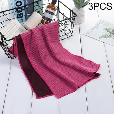 3 STKS absorberend polyester sneldrogend ademend koud gevild Fitness Sport draagbare handdoek (magenta)