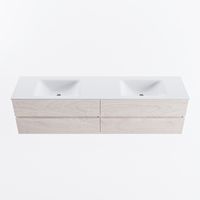 MONDIAZ VICA 190cm badmeubel onderkast Underlayment 4 lades. Wastafel CLOUD dubbel 2 kraangaten, kleur Talc.