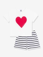 Pyjamashort voor kinderen met hartjesprint PETIT BATEAU marineblauw