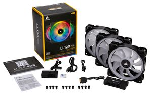 Corsair Casefan LL120 RGB 120mm Dual Light Loop RGB LED PWM Fan, 3 Fan Pack with Lightin