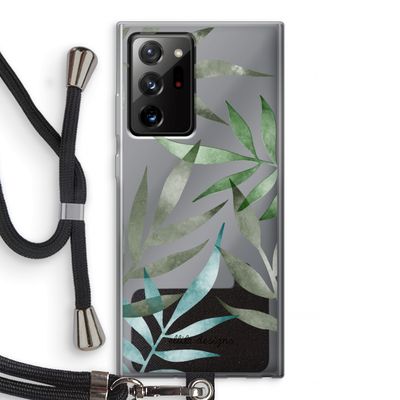 Tropical watercolor leaves: Samsung Galaxy Note 20 Ultra / Note 20 Ultra 5G Transparant Hoesje met koord