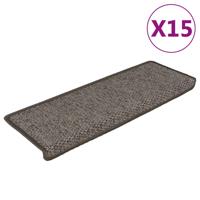 VidaXL Trapmatten zelfklevend 15st sisal-look 65x21x4cm grijs en beige