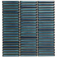 The Mosaic Factory Sevilla Mozaïek Tegel Mini Kitkat Vinger - Gespikkeld Azuur blauw Porselein Geglazuurd 282x308 mm