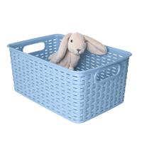 Opbergmandje of kledingmandje - 4x - rotan kunststof - blauw - 19 x 29 x 13 cm