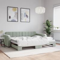 Slaapbank met onderschuifbed 90x190 cm fluweel lichtgrijs