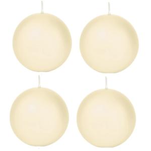 Trend Candles Bolkaars glad - 4x - cremewit - 7 cm - 16 branduren - ronde kaarsen