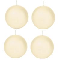 Trend Candles Bolkaars glad - 4x - cremewit - 7 cm - 16 branduren - ronde kaarsen