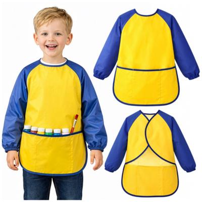Kruzzel kinderschort - maat M - geel/blauw - nylon/polyester - waterdicht - kliederschort
