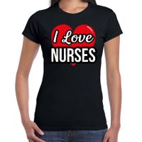 I love nurses / zusters verkleed t-shirt zwart voor dames - Outfit verkleed feest