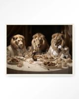 Urban Cotton Wandkleed 'The Gentlelions Club' 110 x 145cm in Floating Frame - off white