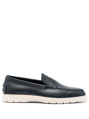 Tod's mocassins en cuir à logo embossé - Bleu